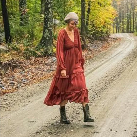 Anthropologie By the River Tiered Ruffled Maxi Dress size S - Picture 14 of 15